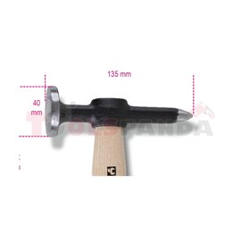 1353 - Чук тенекеджийски с дървена дръжка, кръгла равна глава и права конусна опашка