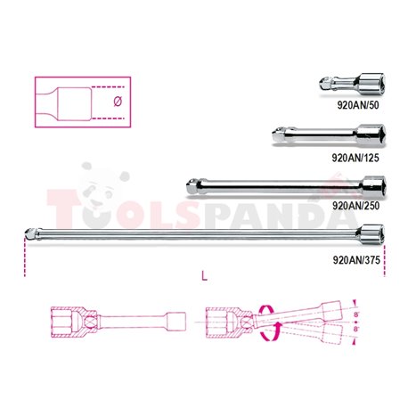 920 AN/250 - Удължение на 1/2" L250мм с обла глава