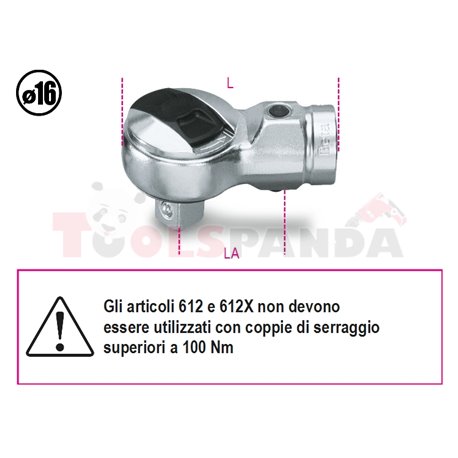 612 - Накрайник с реверсивна тресчотка на 3/8" за динамометричен ключ 668