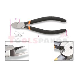 1080 D45 - Клещи резачки диагонални за равно срязване с черни PVC дръжки