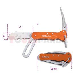 1778 X - Нож комбиниран боцмански сгъваем от неръждаема стомана с алуминиев държач | BETA Tools