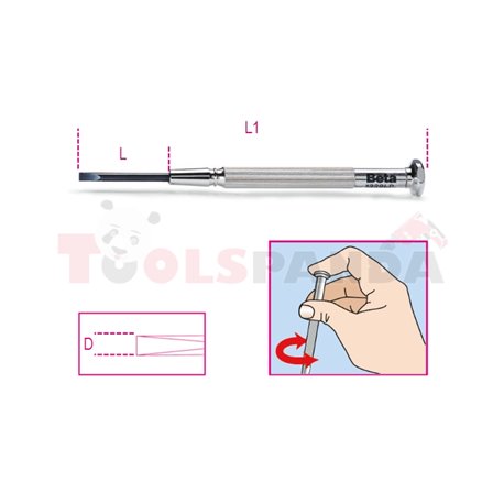 1229 LP1,4 - Микро-отвертка права с въртящ накрайник на метална дръжка