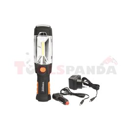 Multi-function torch TS-1108, plastic, 6 LED/COB LED, built-in battery foldable mount housing with revolving elements (hook/magn