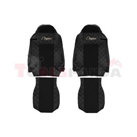 Seat covers Elegance (black, material eco-leather, velours, series ELEGANCE) IVECO STRALIS 01.13-
