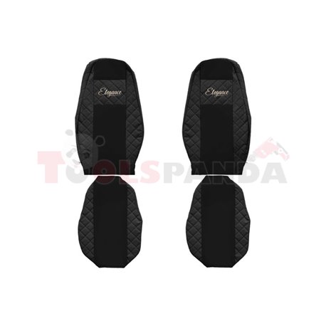 Seat covers Elegance (black, material eco-leather, velours, series ELEGANCE) VOLVO FH 16 II 03.14-