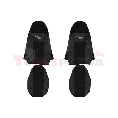 Seat covers Elegance (black, material eco-leather, velours, series ELEGANCE, integrated driver's headrest, integrated passenger'