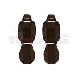 Seat covers Elegance (brown, material eco-leather, velours, series ELEGANCE, adjustable driver's headrest, adjustable passenger'