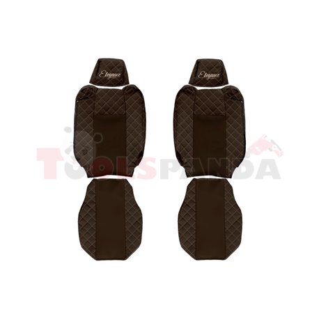 Seat covers Elegance (brown, material eco-leather, velours, series ELEGANCE, adjustable driver's headrest, adjustable passenger'