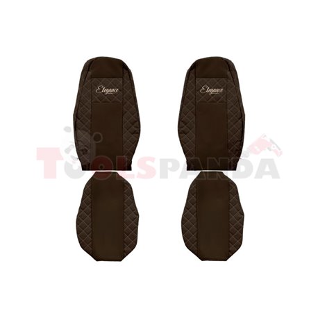 Seat covers Elegance (brown, material eco-leather, velours, series ELEGANCE) VOLVO FH 16 II 03.14-