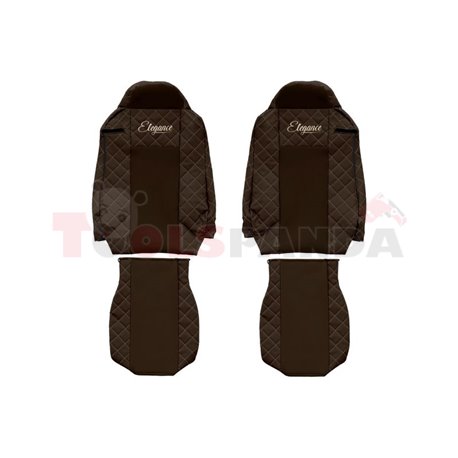 Seat covers Elegance (brown, material eco-leather, velours, series ELEGANCE) IVECO STRALIS 01.13-