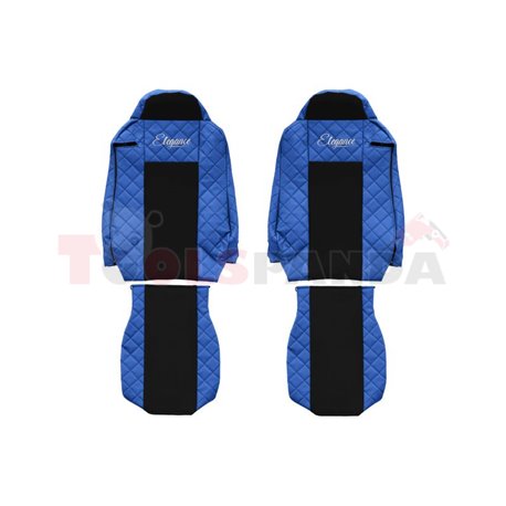 Seat covers Elegance (blue, material eco-leather, velours, series ELEGANCE) IVECO STRALIS 01.13-