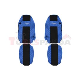 Seat covers Elegance (blue, material eco-leather, velours, series ELEGANCE, standard driver’s seat - not ISRI) MAN TGX 09.07-