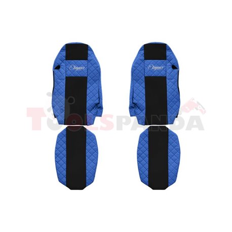 Seat covers Elegance (blue, material eco-leather, velours, series ELEGANCE, standard driver’s seat - not ISRI) MAN TGX 09.07-