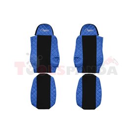 Seat covers Elegance (blue, material eco-leather, velours, series ELEGANCE) DAF 95 XF, CF 85, LF 45, LF 55, XF 105, XF 95 01.97-