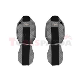 Seat covers Elegance (grey, material eco-leather, velours, series ELEGANCE, integrated driver's headrest, integrated passenger's