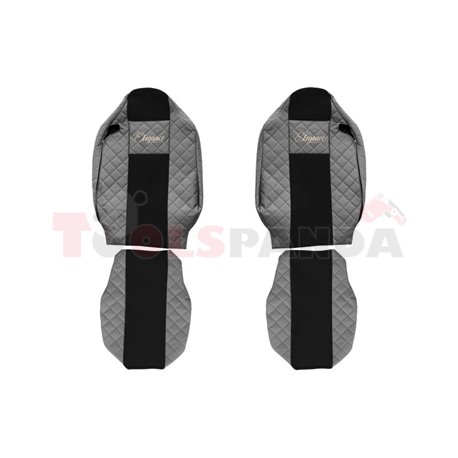 Seat covers Elegance (grey, material eco-leather, velours, series ELEGANCE, integrated driver's headrest, integrated passenger's