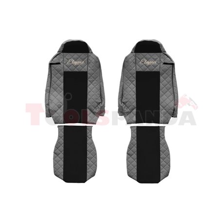 Seat covers Elegance (grey, material eco-leather, velours, series ELEGANCE) IVECO STRALIS 01.13-