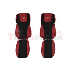 Seat covers Elegance (red, material eco-leather, velours, series ELEGANCE, EURO 6) DAF XF 105, XF 106 10.12-