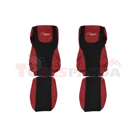 Seat covers Elegance (red, material eco-leather, velours, series ELEGANCE, EURO 6) DAF XF 105, XF 106 10.12-