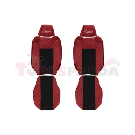 Seat covers Elegance (red, material eco-leather, velours, series ELEGANCE, adjustable driver's headrest, adjustable passenger's 