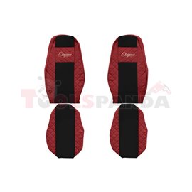 Seat covers Elegance (red, material eco-leather, velours, series ELEGANCE) VOLVO FH 16 II 03.14-