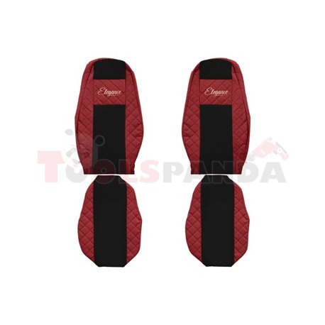 Seat covers Elegance (red, material eco-leather, velours, series ELEGANCE) VOLVO FH 16 II 03.14-