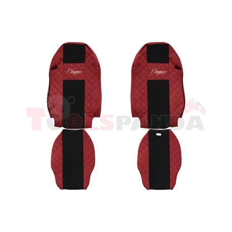 Seat covers Elegance (red, material eco-leather, velours, series ELEGANCE) MERCEDES ACTROS MP2 / MP3 10.02-