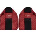 Seat covers Elegance (red, material eco-leather, velours, series ELEGANCE, integrated driver's headrest, integrated passenger's 