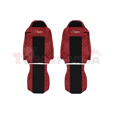 Seat covers Elegance (red, material eco-leather, velours, series ELEGANCE) IVECO STRALIS 01.13-