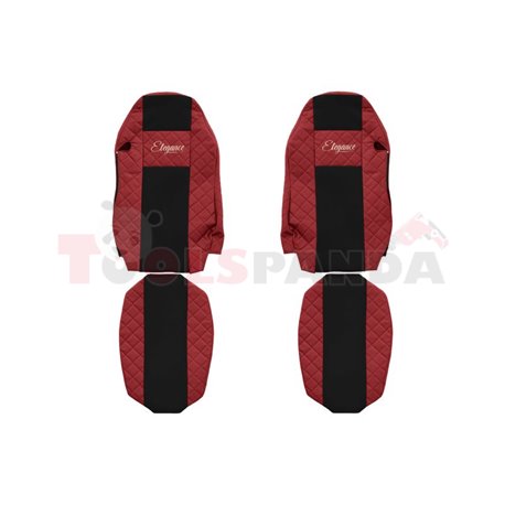 Seat covers Elegance (red, material eco-leather, velours, series ELEGANCE, standard driver’s seat - not ISRI) MAN TGX 09.07-