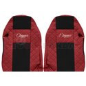 Seat covers Elegance (red, material eco-leather, velours, series ELEGANCE, standard driver’s seat - not ISRI) MAN TGX 09.07-