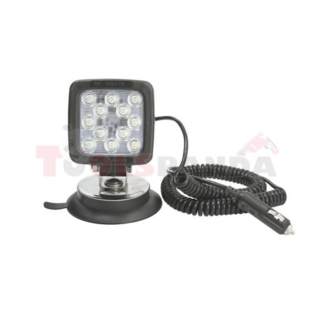 Working lamp (LED, 12/24V, 17W, 1750lm, number of LED diodes 12, 101mmx101mmx60mm, with a plug with magnet with spiral wire 3m w