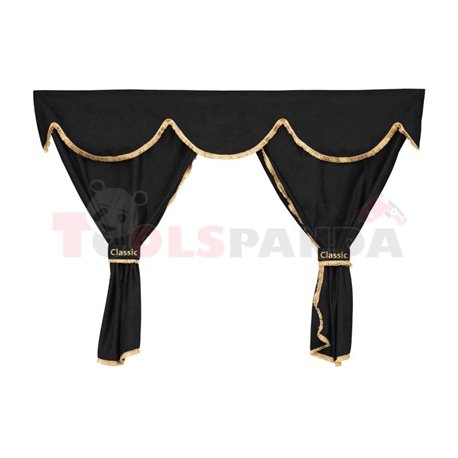 Driver’s cab curtains (wide cab, suede) CLASSIC, quantity per kit: 5pcs black, cab type: XXL MAN TGA, TGX 04.00-