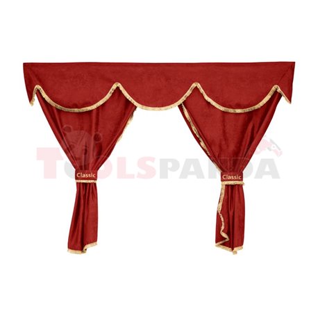 Driver’s cab curtains (wide cab, suede) CLASSIC, quantity per kit: 5pcs red, cab type: XXL MAN TGA, TGX 04.00-