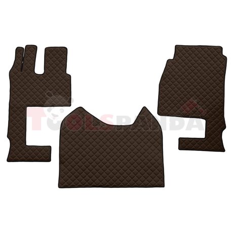 Floor mat F-CORE, on the whole floor, ECO-LEATHER, quantity per set 3 szt. (material - eco-leather, colour - brown, convertible 