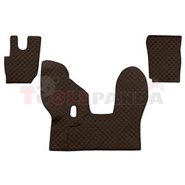 Floor mat F-CORE DAF, on the whole floor, ECO-LEATHER, quantity per set 3 szt. (material - eco-leather, colour - brown, manual t