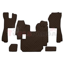Floor mat F-CORE SCANIA, on the whole floor, ECO-LEATHER, quantity per set 5 szt. (material - eco-leather, colour - brown, manua