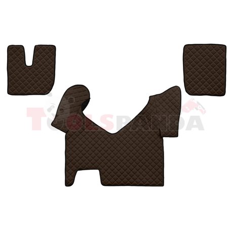 Floor mat F-CORE IVECO, on the whole floor, ECO-LEATHER, quantity per set 3 szt. (material - eco-leather, colour - brown, automa