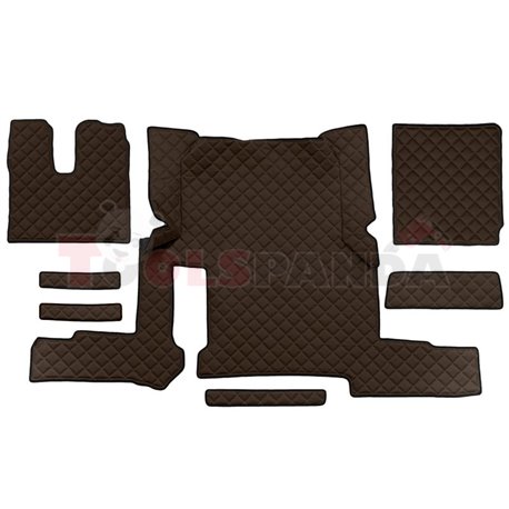 Floor mat F-CORE, on the whole floor, ECO-LEATHER, quantity per set 7 szt. (material - eco-leather, colour - brown, automatic tr