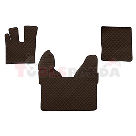 Floor mat F-CORE DAF, on the whole floor, ECO-LEATHER, quantity per set 3 szt. (material - eco-leather, colour - brown, automati