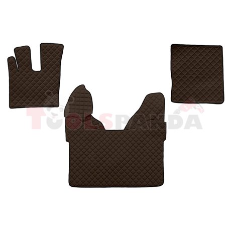 Floor mat F-CORE DAF, on the whole floor, ECO-LEATHER, quantity per set 3 szt. (material - eco-leather, colour - brown, automati