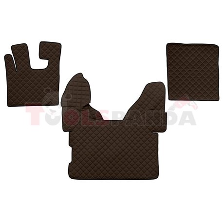 Floor mat F-CORE DAF, on the whole floor, ECO-LEATHER, quantity per set 3 szt. (material - eco-leather, colour - brown, automati