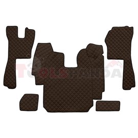 Floor mat F-CORE SCANIA, on the whole floor, ECO-LEATHER, quantity per set 5 szt. (material - eco-leather, colour - brown, autom