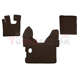 Floor mat F-CORE DAF, on the whole floor, ECO-LEATHER, quantity per set 3 szt. (material - eco-leather, colour - brown, manual t