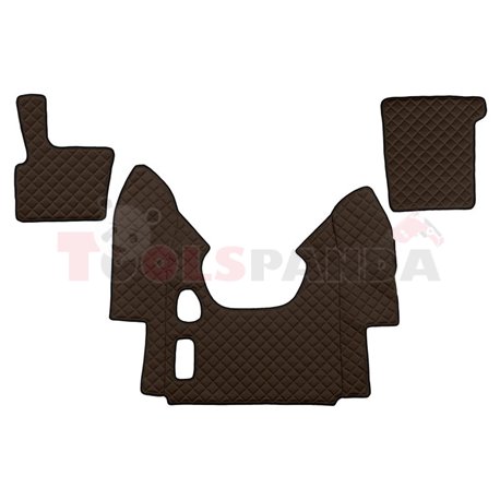 Floor mat F-CORE DAF, on the whole floor, ECO-LEATHER, quantity per set 3 szt. (material - eco-leather, colour - brown, manual t