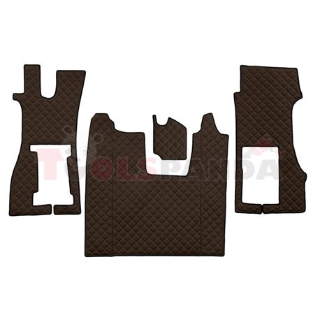 Floor mat F-CORE SCANIA, on the whole floor, ECO-LEATHER, quantity per set 3 szt. (material - eco-leather, colour - brown, pneum