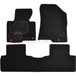 Floor mats (set, velours, 3pcs, colour black, 5 places) KIA CARENS IV 03.13- van