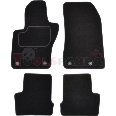 Floor mats (set, velours, 4pcs, colour black, fitting spacing 20cm) JEEP RENEGADE 07.14- off-road/suv