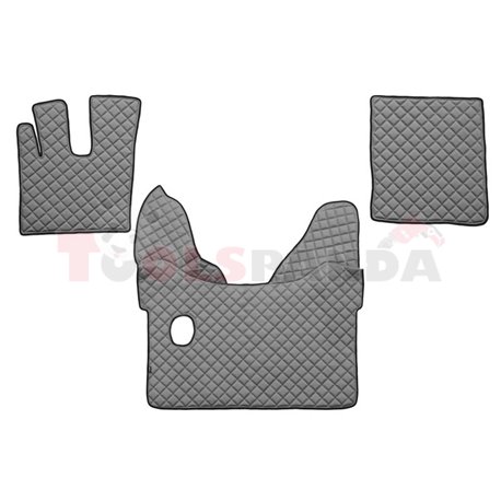 Floor mat F-CORE DAF, on the whole floor, ECO-LEATHER, quantity per set 3 szt. (material - eco-leather, colour - grey, manual tr