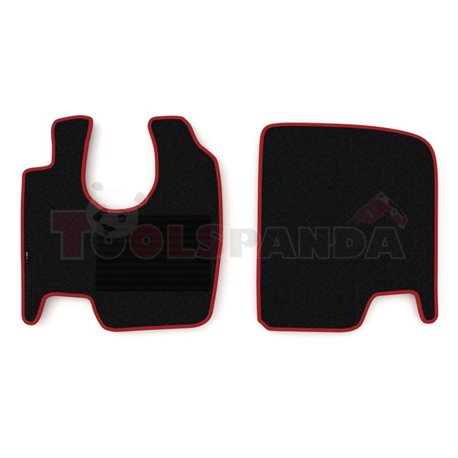 Floor mat F-CORE MERCEDES, driver + passenger, VELOUR, quantity per set 2 szt. (material - velours, colour - red) MERCEDES ATEGO